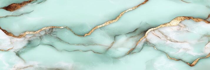 Naklejka premium Elegant Mint Green Watercolor Background With Abstract Gold Veins, Luxury Liquid Marble Texture