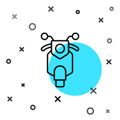 Black line Scooter icon isolated on white background. Random dynamic shapes. Vector