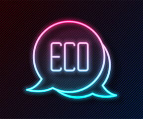 Glowing neon line Leaf Eco symbol icon isolated on black background. Banner, label, tag, logo, sticker for eco green. Vector