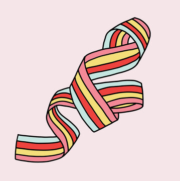 Colorful Rainbow Flag Abstract Weave Ribbon Isolated Pink background.