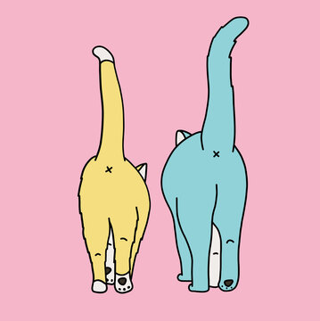 Cats Walking Away Illustration