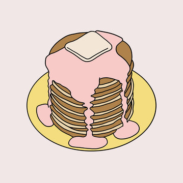 Stack of Pancakes Drizzled with Syrup