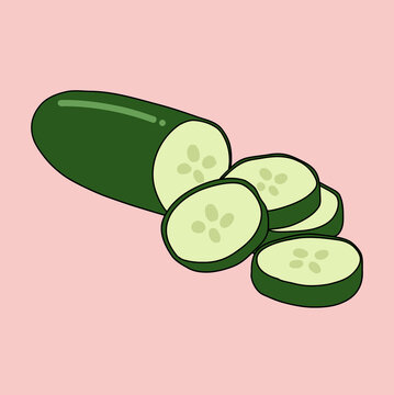 Fresh Green Cucumber Slices Illustration