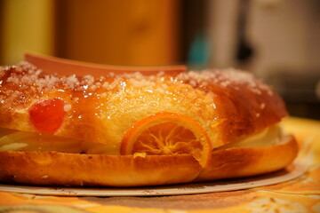 Traditional Rosca de Reyes with Cream Filling