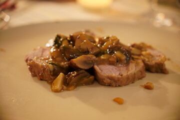 Sliced Pork Tenderloin with Mushroom Sauce