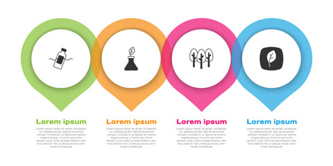 Set The problem of pollution, Plant breeding, Tree and Leaf Eco symbol. Business infographic template. Vector