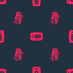 Set Check engine and Car key with remote on seamless pattern. Vector