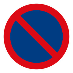 no parking sign with red crossed circle on blue background