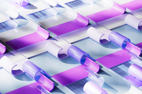 3D Abstract Composition of Translucent and Opaque Tubes
