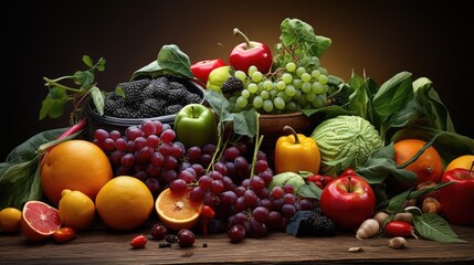 Abundance of Fresh, Organic Red Fruit and Vegetables for Healthy Eating and Wellbeing