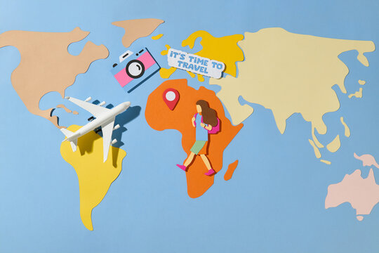 Paper art of vacation travelling concept