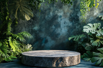 A round table in the middle of a lush green jungle