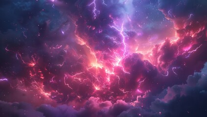 Naklejka premium Pink and Blue Lightning Storm