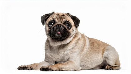 Obraz premium humorous pug sitting isolated on a white heritage