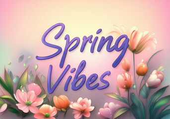 Spring vibes with colorful flowers and a soft pastel background