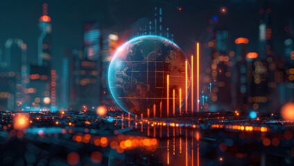 Fototapeta premium Digital Earth: A Technological Visualization of Global Connections