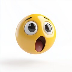3D emoji with a surprise face isolated on white background