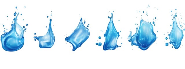 Panoramic Sky and Ocean: Blue Aqua Water in Motion on White Background