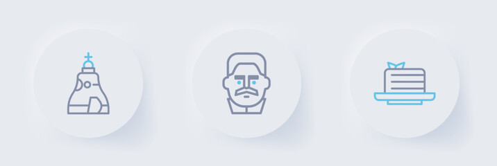 Set line Medovik, Joseph Stalin and The Tsar bell icon. Vector