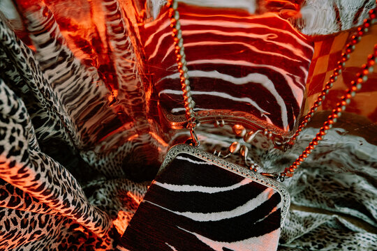  Zebra print purse on textured animal prints