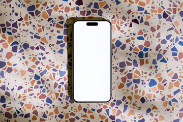 Smartphone with Blank Screen on Terrazzo Tile