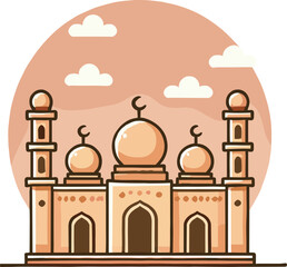 Mosque Illustration Vector, Islamic Architecture Graphic
