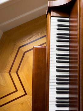 Piano Keys with Hardwood floor detail 