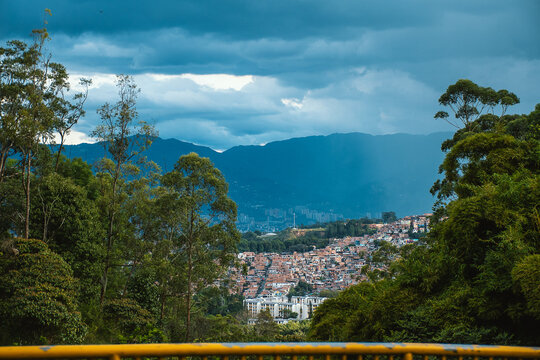 Rainy Day Cityscape of Medellin's Comuna 13 