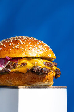smashed cheeseburger with pickles