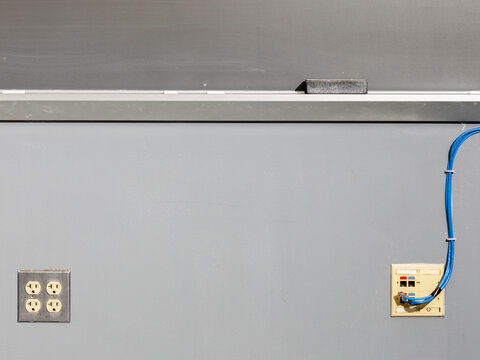 classroom chalkboard and outlets