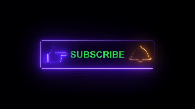neon youtube subscribe foggy smoke button with black background. glowing subscribe button concept.