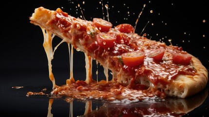 Captivating black background showcases an appetizing and gourmet dish.