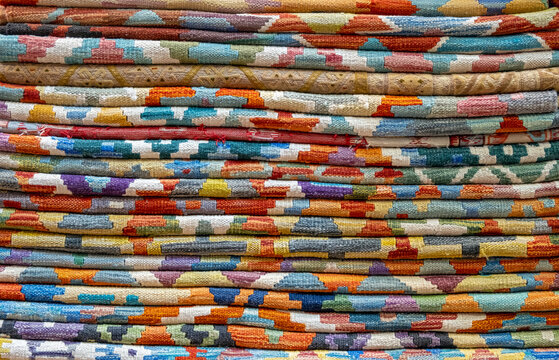 Colorful woven textile texture and background