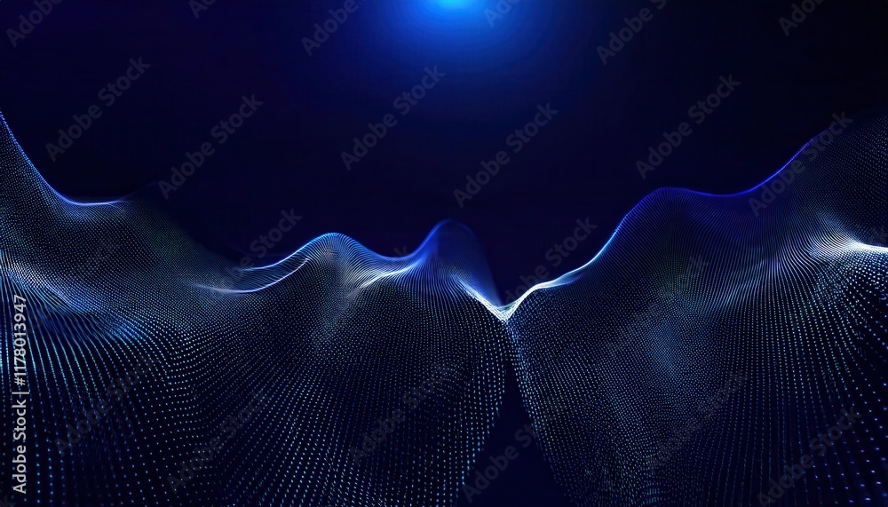 Aufkleber Abstract Digital Wave in Blue Gradient with Flowing Dotted Lines Representing Futuristic Technology and Data Visualization Concepts