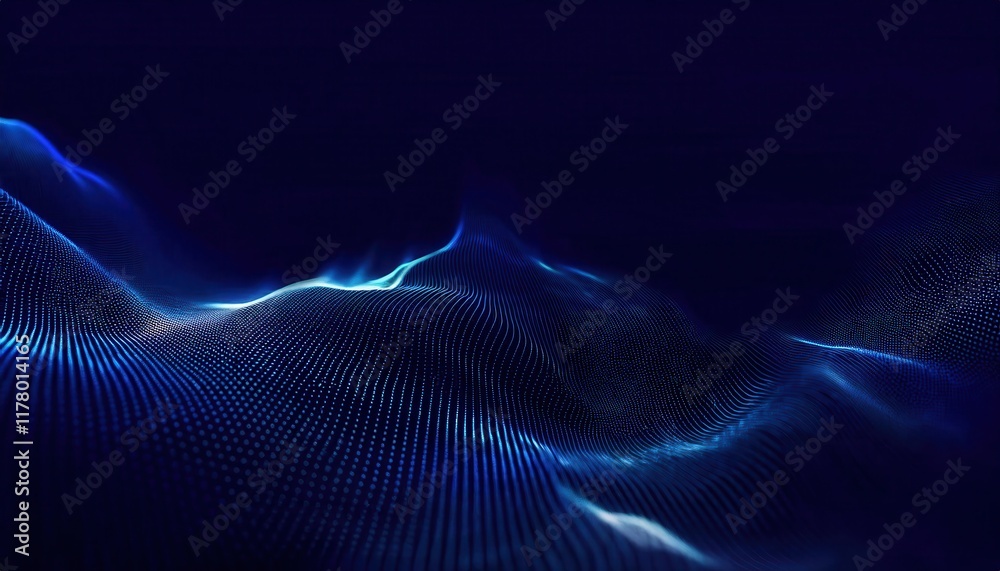 Aufkleber Abstract Digital Wave in Blue Gradient with Flowing Dotted Lines Representing Futuristic Technology and Data Visualization Concepts