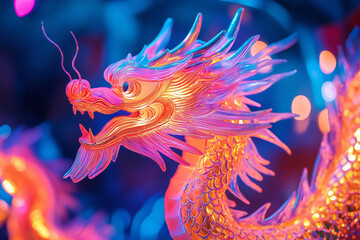 Snake symbolizing the Chinese New Year - Year of the Snake, surrounded by festive elements, generative AI