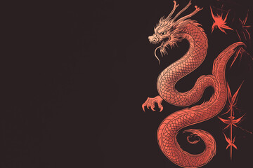 Fototapeta premium Snake symbolizing the Chinese New Year - Year of the Snake, surrounded by festive elements, generative AI