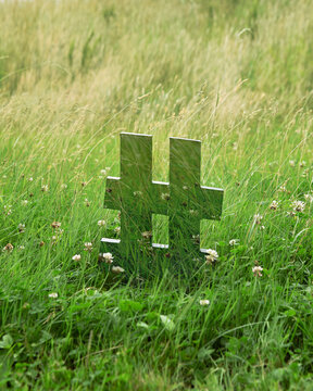 Green Hashtag Social Media Symbol in Nature