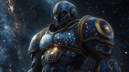 Fototapeta premium Crius in Constellation Armor, Titan of the Stars Arrayed for Celestial Warfare