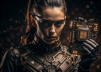 Cyber Gothic girl in dark city