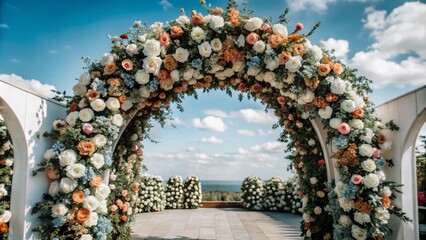 Wedding decoration with colored flower elements