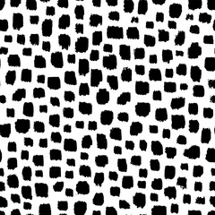 Aesthetic Contemporary printable seamless pattern with abstract line, dot, shape brush stroke in black and white colors. Boho background in minimalist style vector Illustration for wallpaper fabric