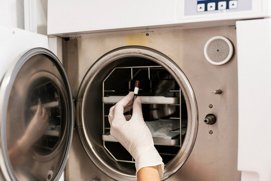 Sterilization vial in autoclave