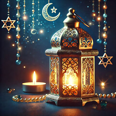 ramadan kareem and eid mubarak card