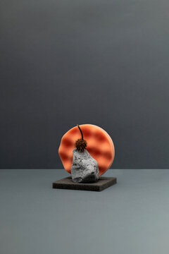 A minimalist composition of natural and textured objects