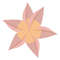 Minimalistic flower illustration with soft pink and peach petals arranged in a star-like shape. Perfect for floral designs, patterns, packaging, and decorative projects