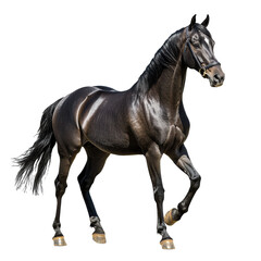 Obraz premium Majestic black horse trotting in open space