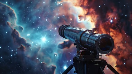 A modern telescope with AI-enhanced optics, capturing detailed images of nebulae and galaxies, while algorithms process the data in real-time.


