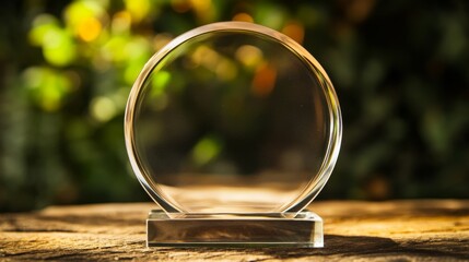 Glass transparent trophy mockup with empty acrylic shape on base. Realistic vector set of round, rhombus and hexagon plexiglass award for sport competition winner or business achievement prize.