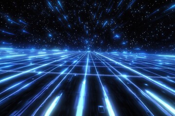 A dark blue and black space filled with numerous stars